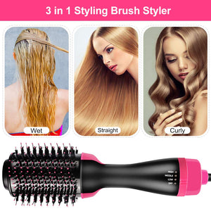 ZHONGHANG Hot Air Brush,One Step Hair Dryer & Volumizer Hair Dryer & Volumizing Styler Comb 3-in-1 Negative Ion Straightening Brush Salon Hair Straightener Brush Curler for All Hair Types