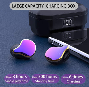 2020 Coolest Design Bluetooth 5.0 Earbuds 50H Playtime IPX6 Waterproof LED Display 6D Surround Stereo Hi-Fi Sound,Smart Touch Control,TWS Built-in Mic in-Ear Earphone for Sports (Purple)