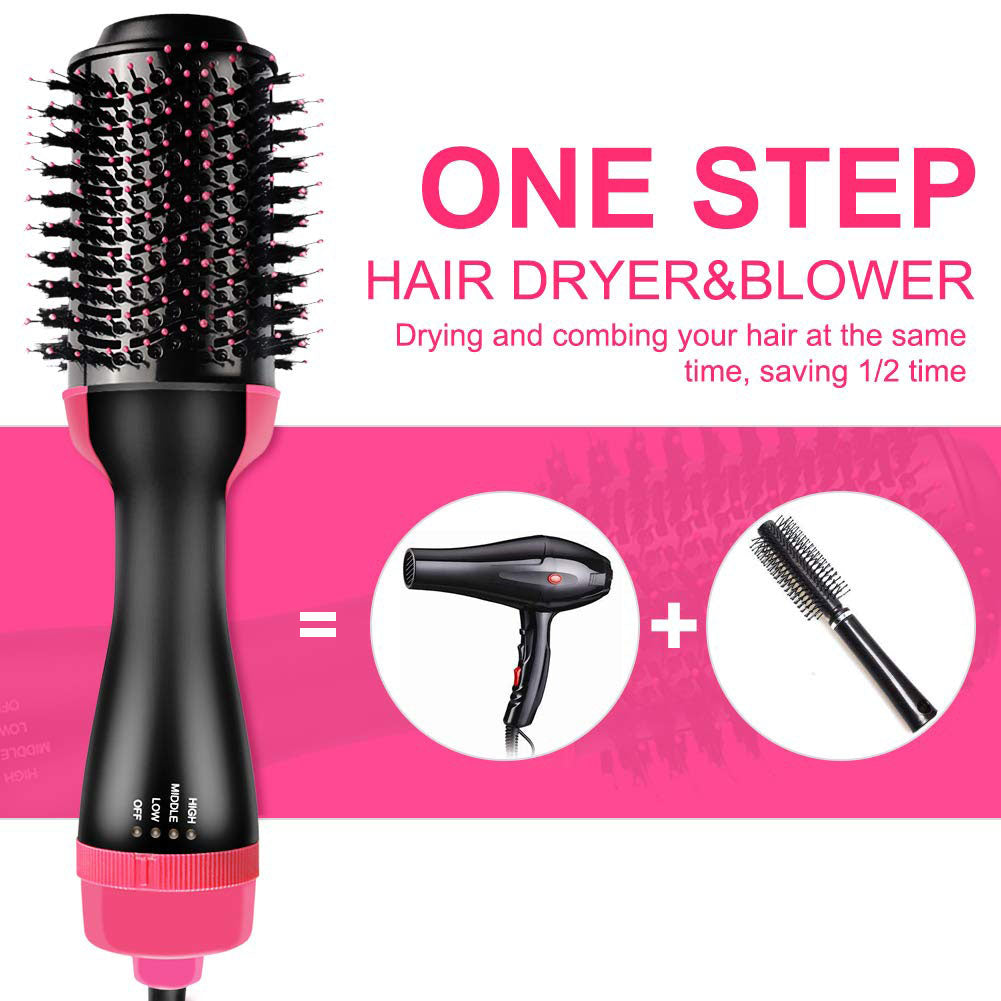 ZHONGHANG Hot Air Brush,One Step Hair Dryer & Volumizer Hair Dryer & Volumizing Styler Comb 3-in-1 Negative Ion Straightening Brush Salon Hair Straightener Brush Curler for All Hair Types