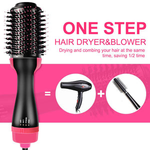 ZHONGHANG Hot Air Brush,One Step Hair Dryer & Volumizer Hair Dryer & Volumizing Styler Comb 3-in-1 Negative Ion Straightening Brush Salon Hair Straightener Brush Curler for All Hair Types