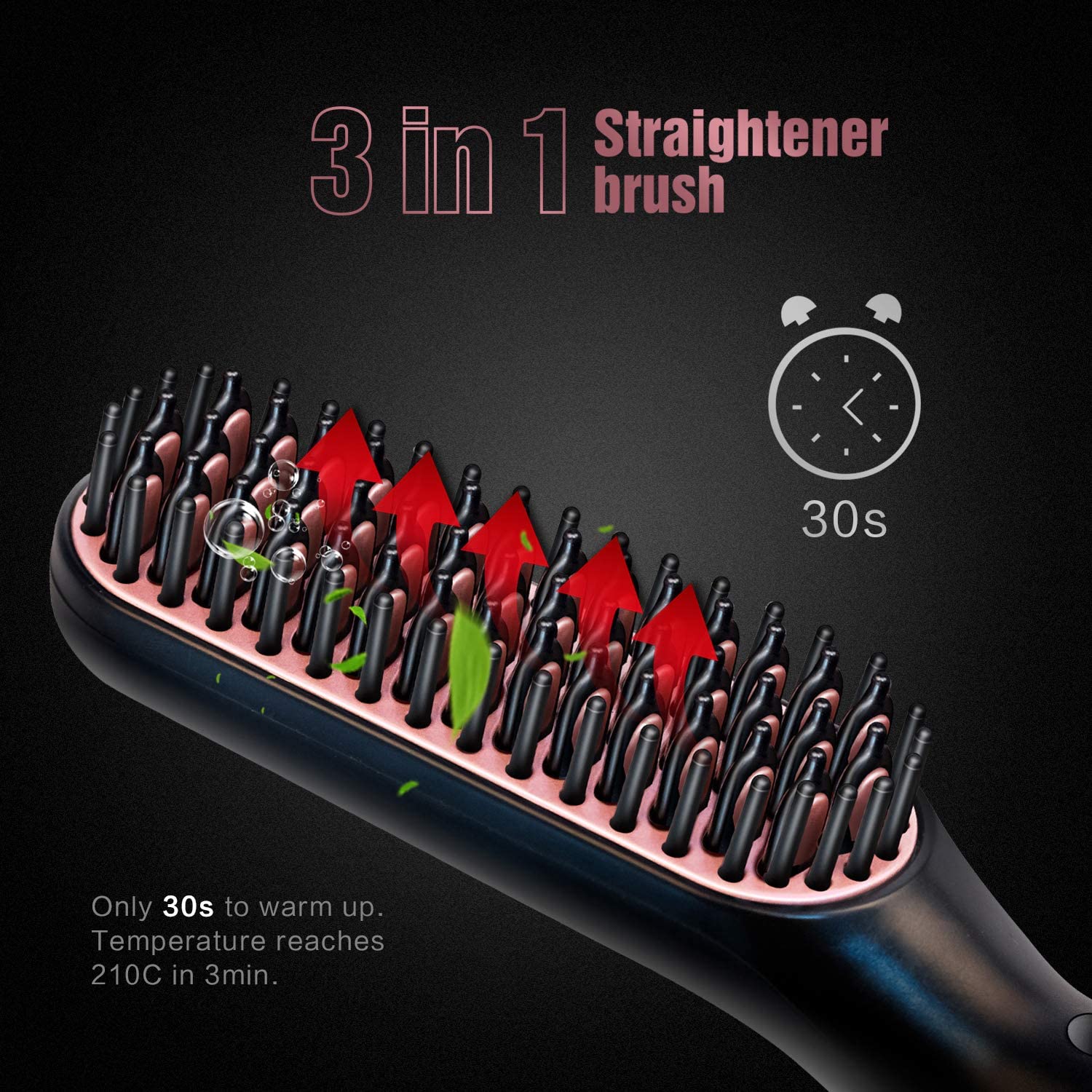 ZHONGHANG Hair Straightening Brush, Beard Straightener Brush, 3-in-1 Ionic Straightening Comb