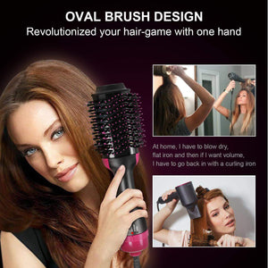 ZHONGHANG Hot Air Brush,One Step Hair Dryer & Volumizer Hair Dryer & Volumizing Styler Comb 3-in-1 Negative Ion Straightening Brush Salon Hair Straightener Brush Curler for All Hair Types