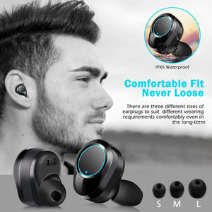 2020 Newest LED Display Bluetooth 5.0 Earphones with 125H Playtime IPX7 Waterproof and 6D Stereo Sound Built-in Mic with 3300mAh Charging Case (Black)