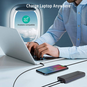 Laptop Power Bank 20000mAh PD 65W 3 Output 1 Input Fast Charging Portable Laptop Charger Compact Battery Pack Compatible with MacBook, ThinkPad, Dell XPS, HP Elitebook, Microsoft Surface, Huawei Matebook, iPad, iPhone 14/13/12, Samsung etc.