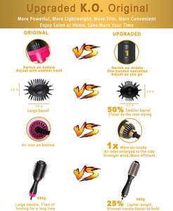 AU Plug Hot Air Brush 2.0, One Step Hair Dryer & Volumizer Hair Dryer & Volumizing Styler Comb 4-in-1 Negative Ion Straightening Brush Salon Hair Straightener Brush Curler for All Hair Types (Gold Head)