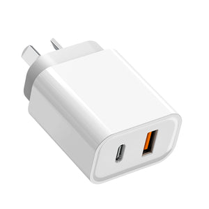 AU Plug iPhone 12 Charger 20W Fast Charger, USB C Charger, 2-Port Wall Charger with PD 20W USB-C Power Adapter and 18W QC3.0 USB A Fast Charger Compatible with iPhone 12, iPad, AirPod, Samsung Galaxy, LG, HTC, Google Pixel, Nintendo Switch and More