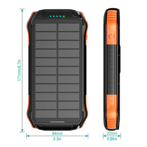 2020 Upgraded 18W QC3.0 & PD Fast Charger and 10W Qi Wireless Charge Portable Charger 16000mAh Solar Power Bank with 3 Output Ports IP66 Waterproof for iPhone 11/11Pro/11 Pro Max/XR/X/8/7 Plus, Galaxy S10/S9, MacBook Air, iPad Pro & More